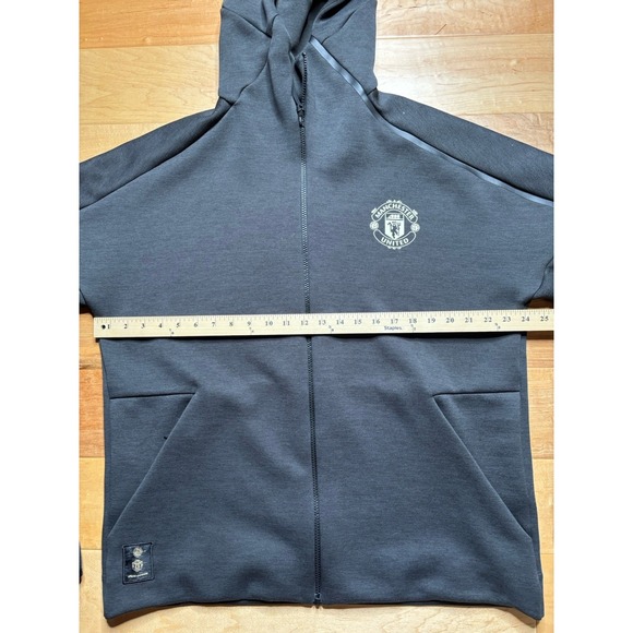 Adidas Manchester United Fleece Jacket Hoodie Men XL Charcoal Gray - Picture 11 of 16